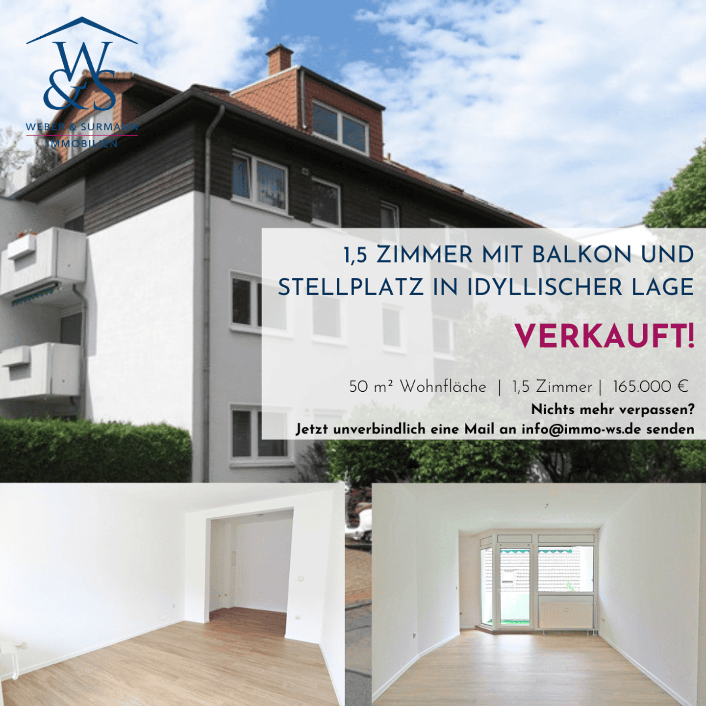 Schicke 1,5 Zimmer mit Balkon und Stellplatz! Kapitalanlage in idyllischer Lage!, 30659 Hannover, Etagenwohnung